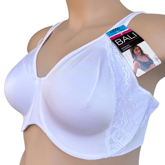 Bali Womens White Underwire Minimizer Bra 42DDD Adjustable Straps Style DF1004 - Picture 2 of 16